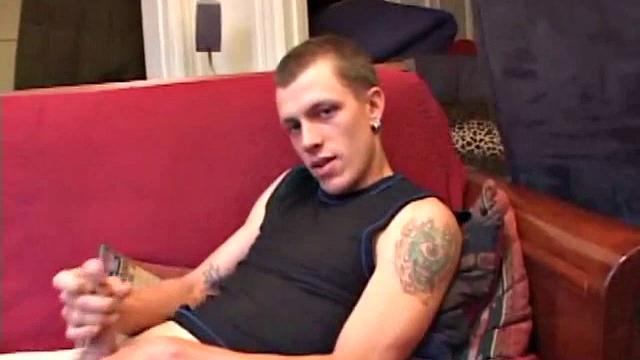 Proud of his rigid cock, Shane kicks back and starts stroking. Stimulated by porn video, things get pretty busy, but all cums out in the end.