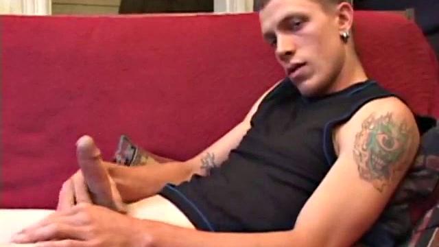 Proud of his rigid cock, Shane kicks back and starts stroking. Stimulated by porn video, things get pretty busy, but all cums out in the end.