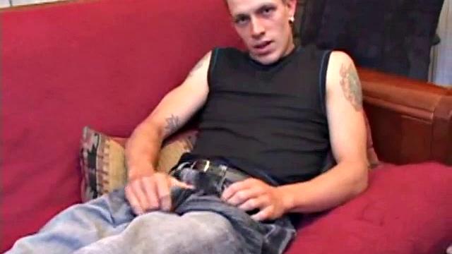 Proud of his rigid cock, Shane kicks back and starts stroking. Stimulated by porn video, things get pretty busy, but all cums out in the end.