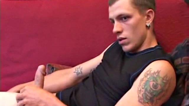 Proud of his rigid cock, Shane kicks back and starts stroking. Stimulated by porn video, things get pretty busy, but all cums out in the end.