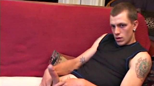 Proud of his rigid cock, Shane kicks back and starts stroking. Stimulated by porn video, things get pretty busy, but all cums out in the end.