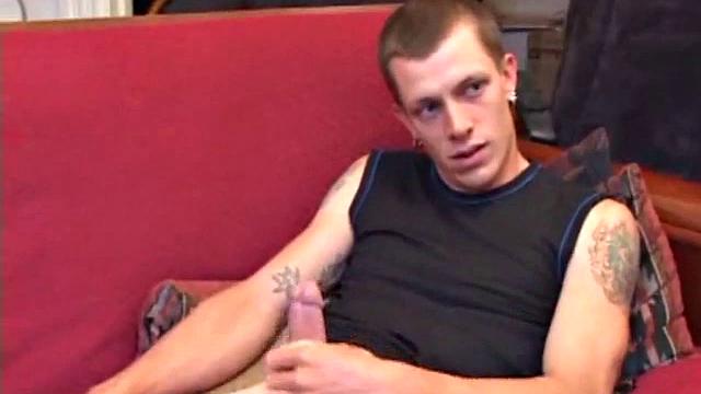 Proud of his rigid cock, Shane kicks back and starts stroking. Stimulated by porn video, things get pretty busy, but all cums out in the end.