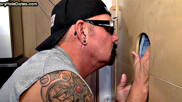 Mouthjizzed gloryhole DILF sucks hard cock at home