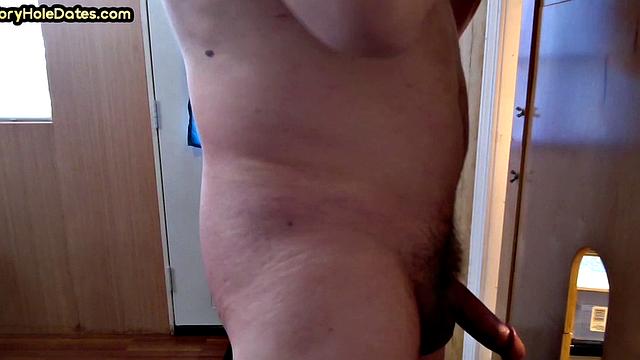 Mouthjizzed gloryhole DILF sucks hard cock at home