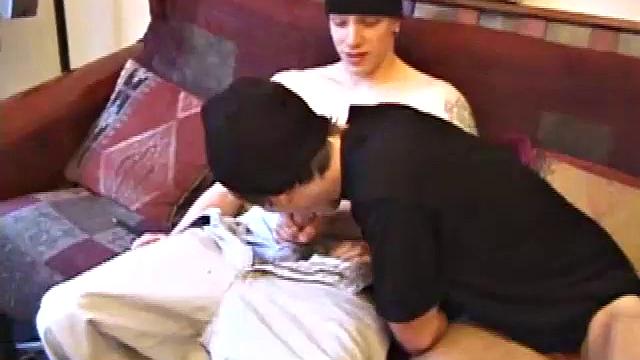 Shane and Brock sit side-by-side and begin watching their porn, while getting themselves ready for their task. Soon hands find their way into their pants. Cock in hand, Brock strokes and soon both he and Shane are stripping naked.