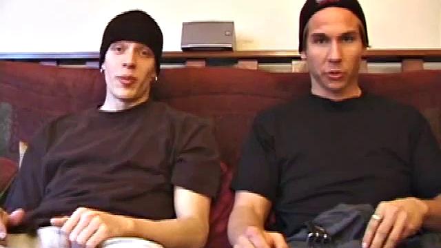 Shane and Brock sit side-by-side and begin watching their porn, while getting themselves ready for their task. Soon hands find their way into their pants. Cock in hand, Brock strokes and soon both he and Shane are stripping naked.