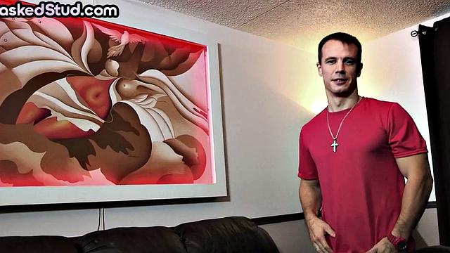 Real muscled jock solo wanks cock until cumshot