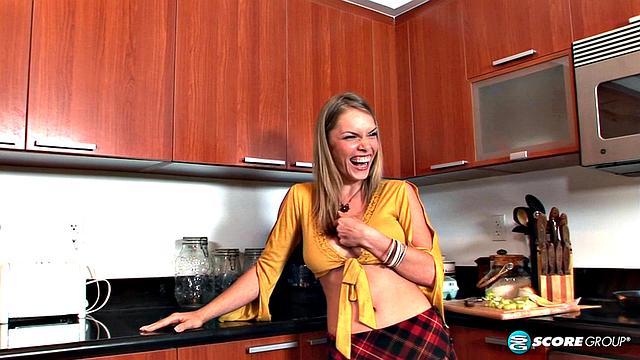 Ivana, 25, is a housewife taking cock for the first time in the kitchen.