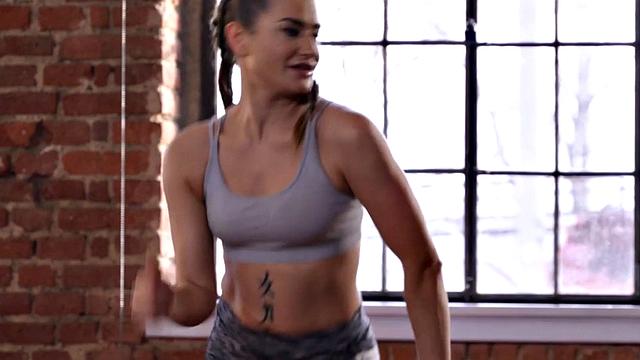 Gym babes riding cock in interracial threeway