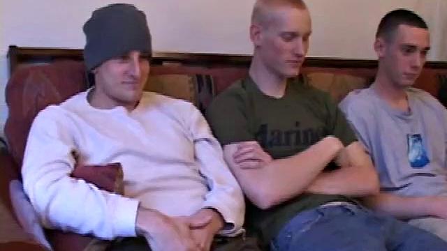 All five guys start stripping off their clothes and line themselves up for a jerk-off session. They pass the lube around and get themselves hard, while stroking their dicks. Torque and Roar unleash their cum on Kaos, before heading out.