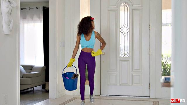 Ebony MILF Teaches Teens How To Clean