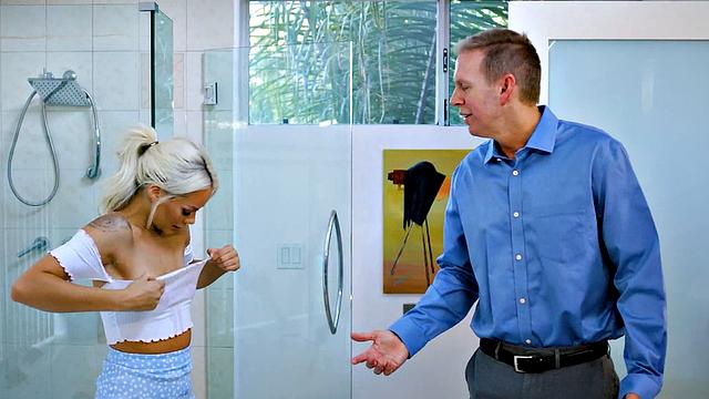 FANTASY MASSAGE - Blonde Babysitter Elsa Jean Gives Her Employer A Wild Massage