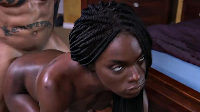 BDSM Ebony 3way by BBC lovers in hairy choco muff