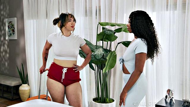 ALL GIRL MASSAGE - Complimentary Massage Leads To Passionate Interracial Lesbian Sex