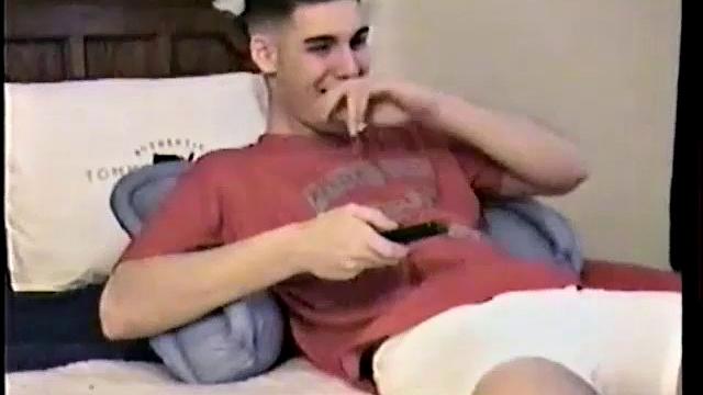 Vinnie has Tony watching a porno flick, where the girl is rimming out the guy's ass and he's fascinated. So, after he has the boy moaning and squirming the legs go up and Vinnie eats his ass.