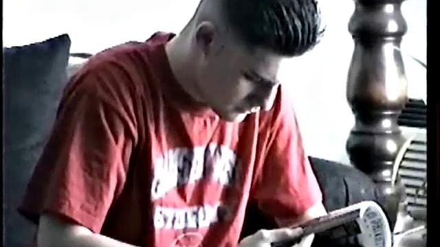 Vinnie has Tony watching a porno flick, where the girl is rimming out the guy's ass and he's fascinated. So, after he has the boy moaning and squirming the legs go up and Vinnie eats his ass.