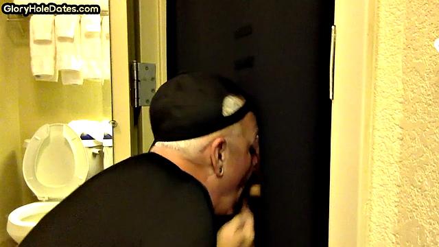 Greedy gloryhole DILF sucks cock in homemade video