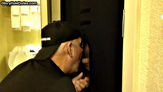Greedy gloryhole DILF sucks cock in homemade video