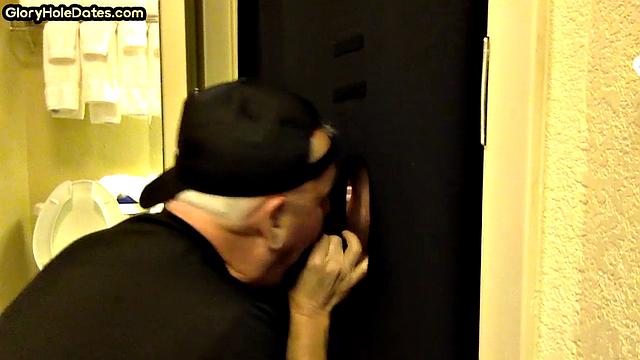 Greedy gloryhole DILF sucks cock in homemade video