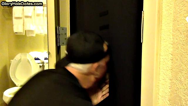 Greedy gloryhole DILF sucks cock in homemade video