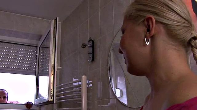 Peeping guy disciplined with ass