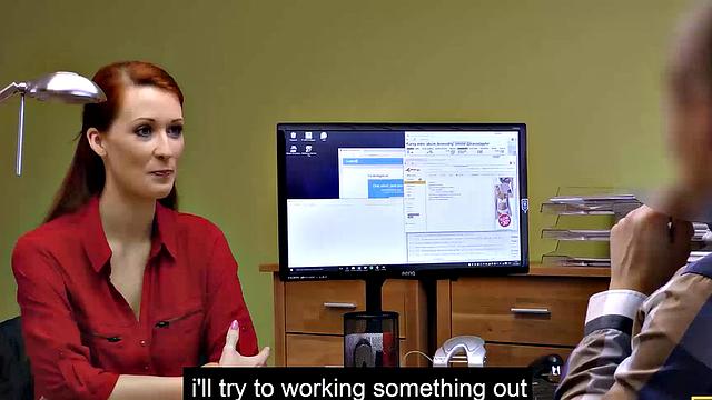 LOAN4K. Dancer shows the bank manager how well she can move her body