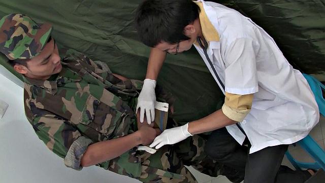 Skinny Asian soldier bred by doctor after being examined