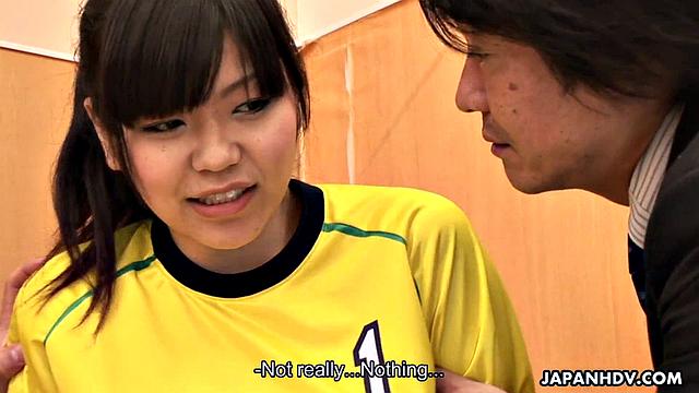 Sexy soccer girl enjoys a threesome