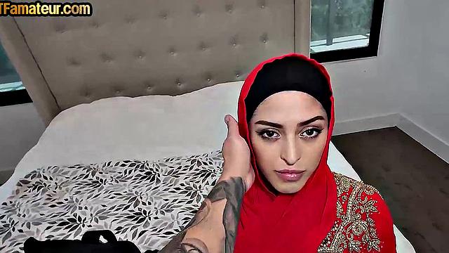 Arab amateur babe rides POV cock while twerking