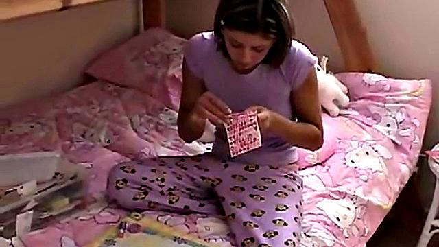 Cute teen rolling around naked