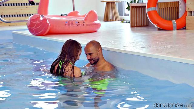 Swimming pool babe fucked