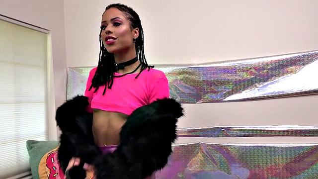 Black anal babe in high heels assfucked till ATM gagging