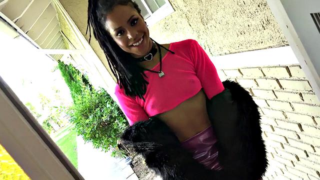 Black anal babe in high heels assfucked till ATM gagging