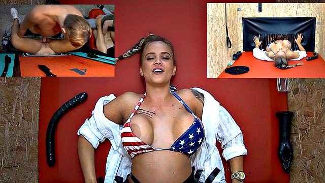 Squirting Topmodel with Huge Tits Enjoying Group Fucking