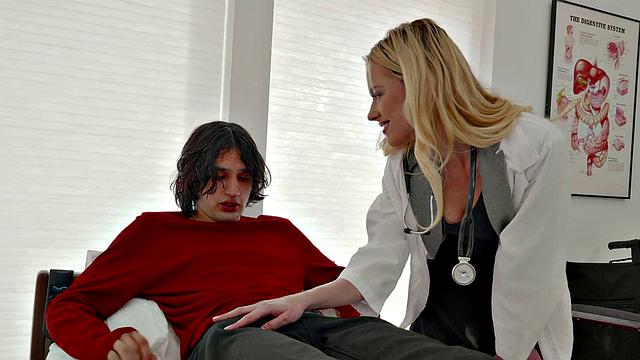 MommyBlowsBest - My Hot Blonde Doctor Checks My Dick Flow And Sucks It Good