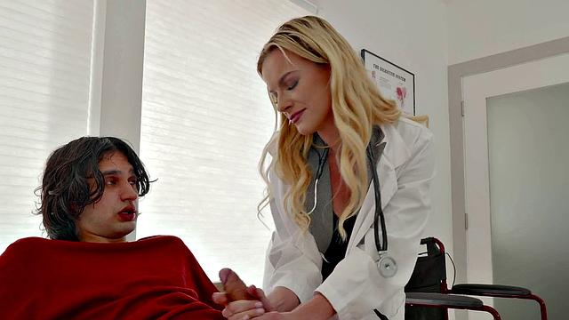 MommyBlowsBest - My Hot Blonde Doctor Checks My Dick Flow And Sucks It Good