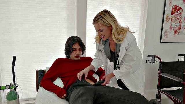 MommyBlowsBest - My Hot Blonde Doctor Checks My Dick Flow And Sucks It Good