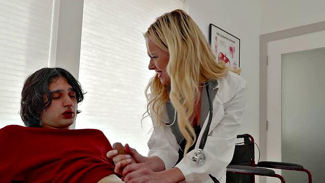 MommyBlowsBest - My Hot Blonde Doctor Checks My Dick Flow And Sucks It Good