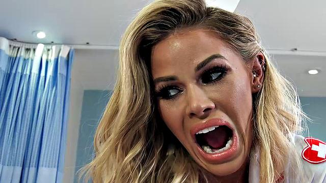 Big Tits Blonde Nurse Jessa Rhodes takes care of James Deen and His Swelling Problem With Blowjob