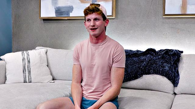 Debut ginger fingers asshole and jerks cock on casting