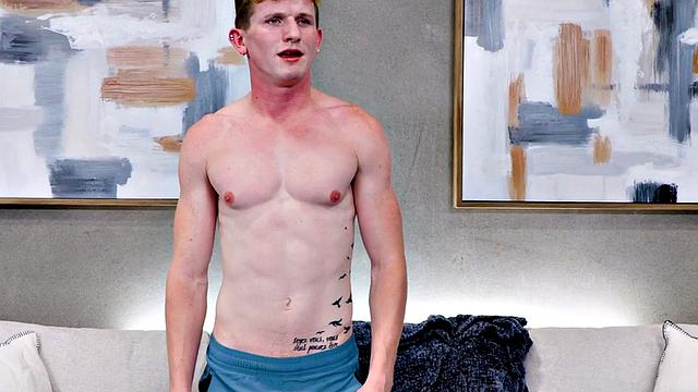 Debut ginger fingers asshole and jerks cock on casting