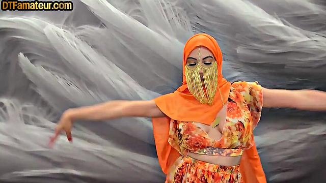 Busty Arab babe riding lover in POV