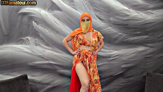 Busty Arab babe riding lover in POV
