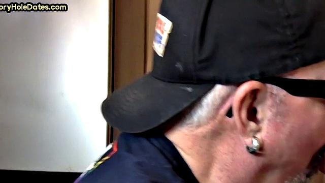 Gloryhole DILF sucks white dick in homemade closeup