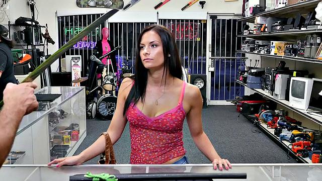 Pawnshop bae drilled by big white dick in wet pussy hole