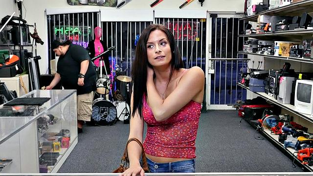 Pawnshop bae drilled by big white dick in wet pussy hole