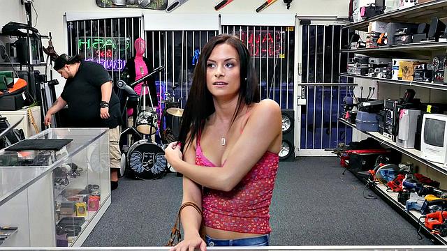 Pawnshop bae drilled by big white dick in wet pussy hole