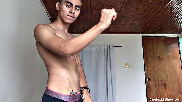 Our featured solo boy of the week is skinny and smooth Latino Nick Maori. We find him shirtless, just as he's about to jerk off.  It isn't long before he's naked and working on a boner.