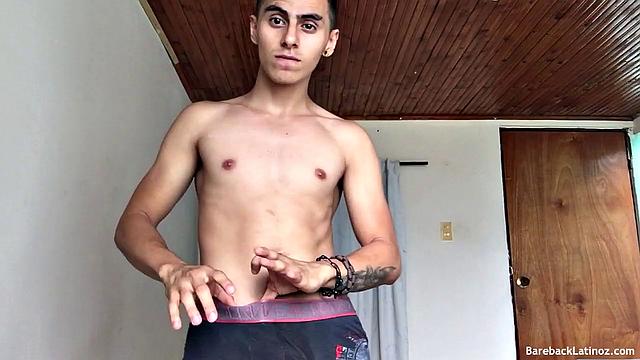 Our featured solo boy of the week is skinny and smooth Latino Nick Maori. We find him shirtless, just as he's about to jerk off.  It isn't long before he's naked and working on a boner.