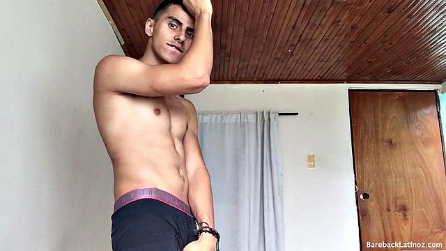 Our featured solo boy of the week is skinny and smooth Latino Nick Maori. We find him shirtless, just as he's about to jerk off.  It isn't long before he's naked and working on a boner.